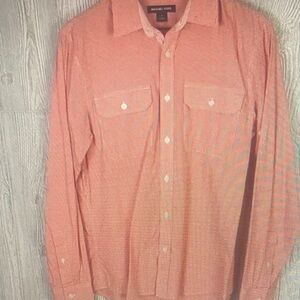 Michael Kors Mens Size Small Button
Front Shirt Red White Plaid Long
Sleeves